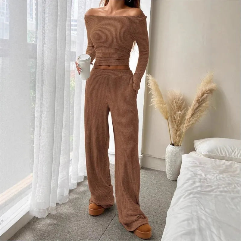 Conjunto Mujer Dos Piezas Estilo Moderno Color Sólido