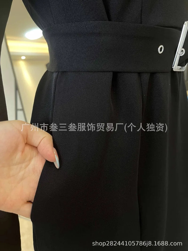 Work Dress - V Neck Wrap Bodycon Belt 2025