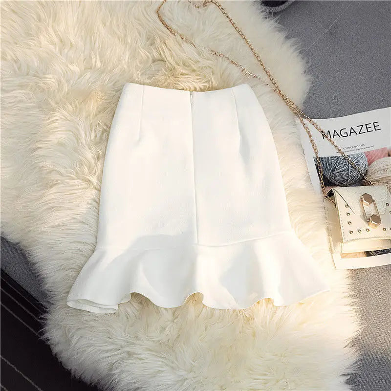 Ruffles Mini Skirt - High Waist A-Line Zipper Style C