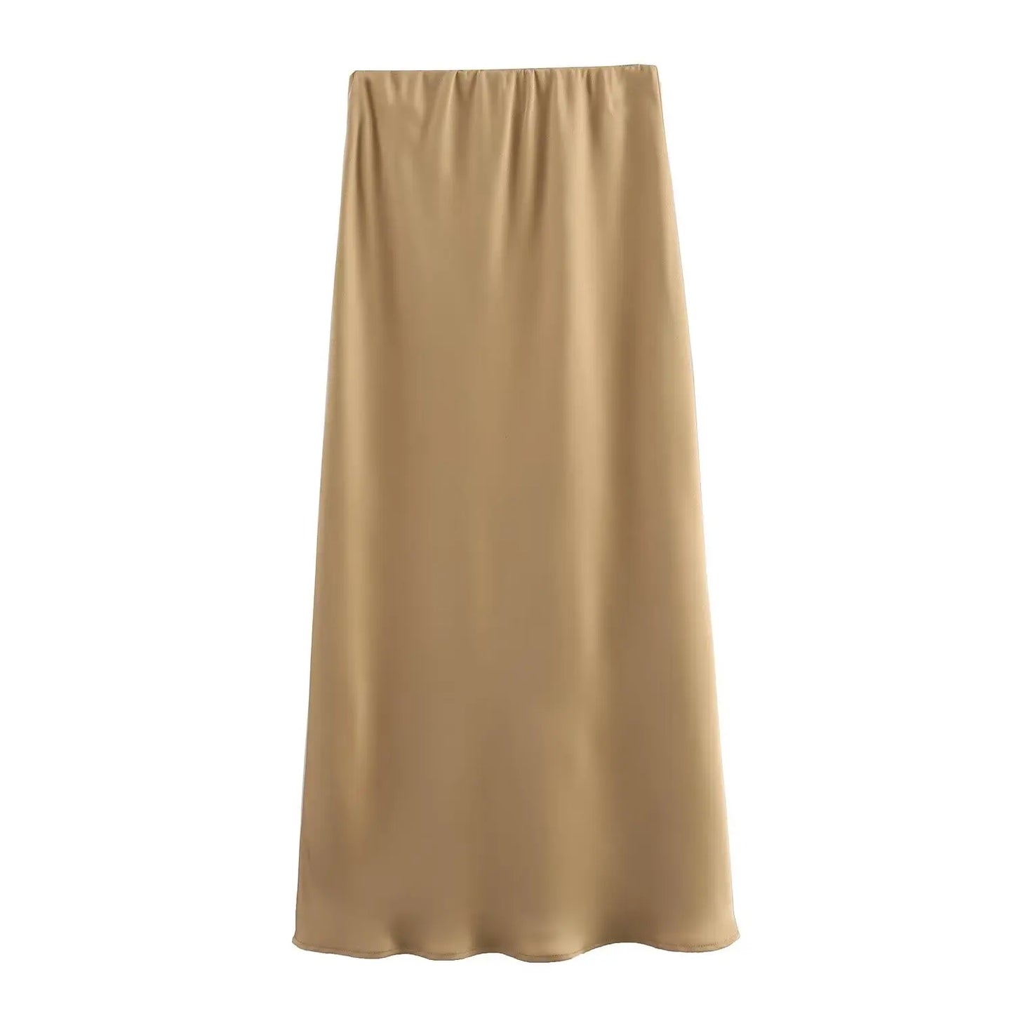 Satin Midi Skirt - High Waist