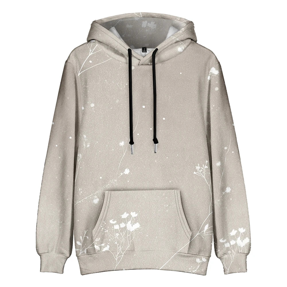 Polerón Capucha Mujer Estampado Sueco Floral Bolsillo Canguro