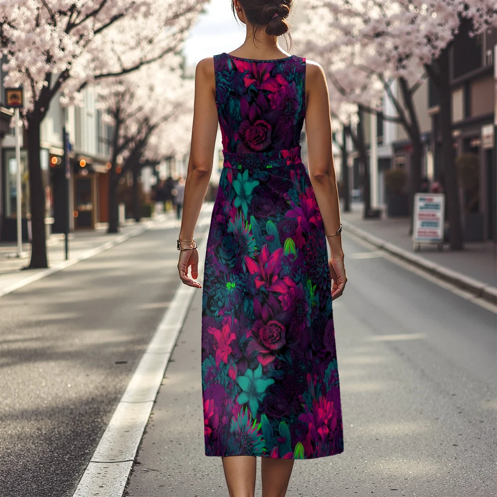 Vestido Floral Línea A Fresco Ceñido Sublime Francés