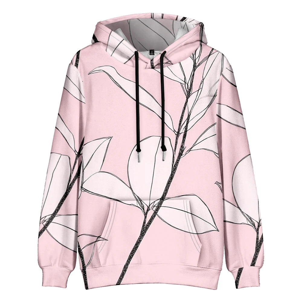 Polerón Capucha Mujer Estampado Sueco Floral Bolsillo Canguro