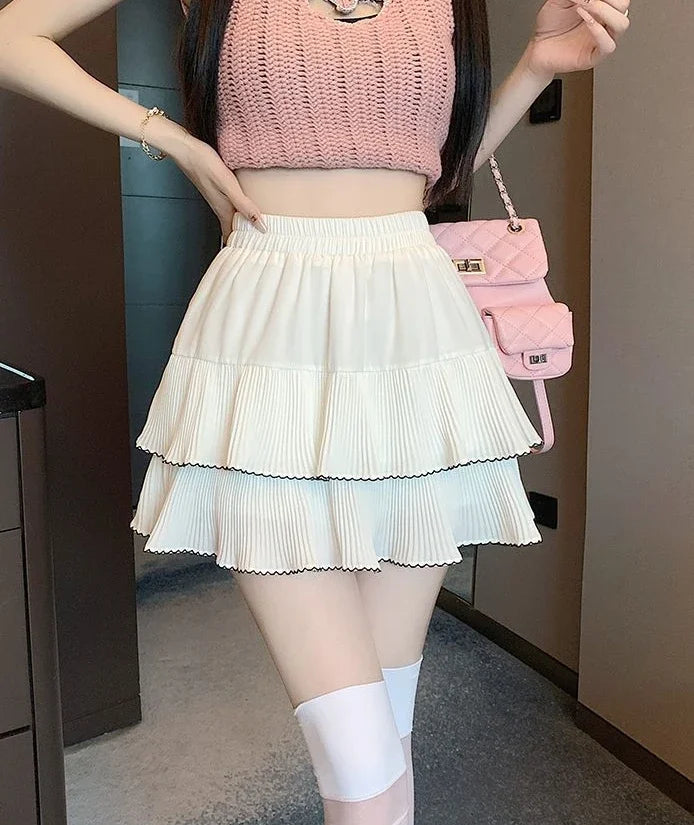 Minifalda Volantes Mujer Kawaii Chifón