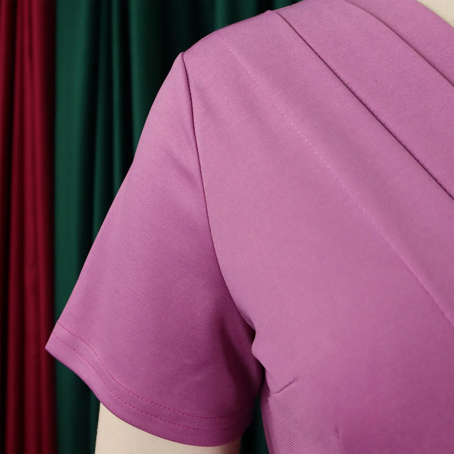 Office Dress - V Neck Belt Pleated Midi