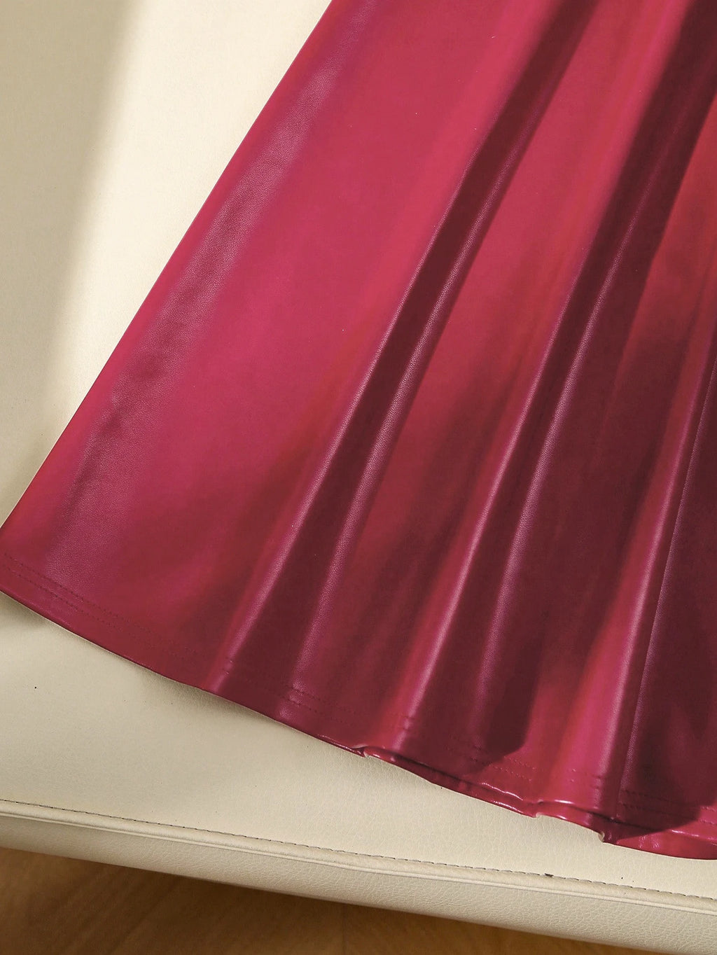 Falda Cuero Elegante A-line Cremalleras Mujer