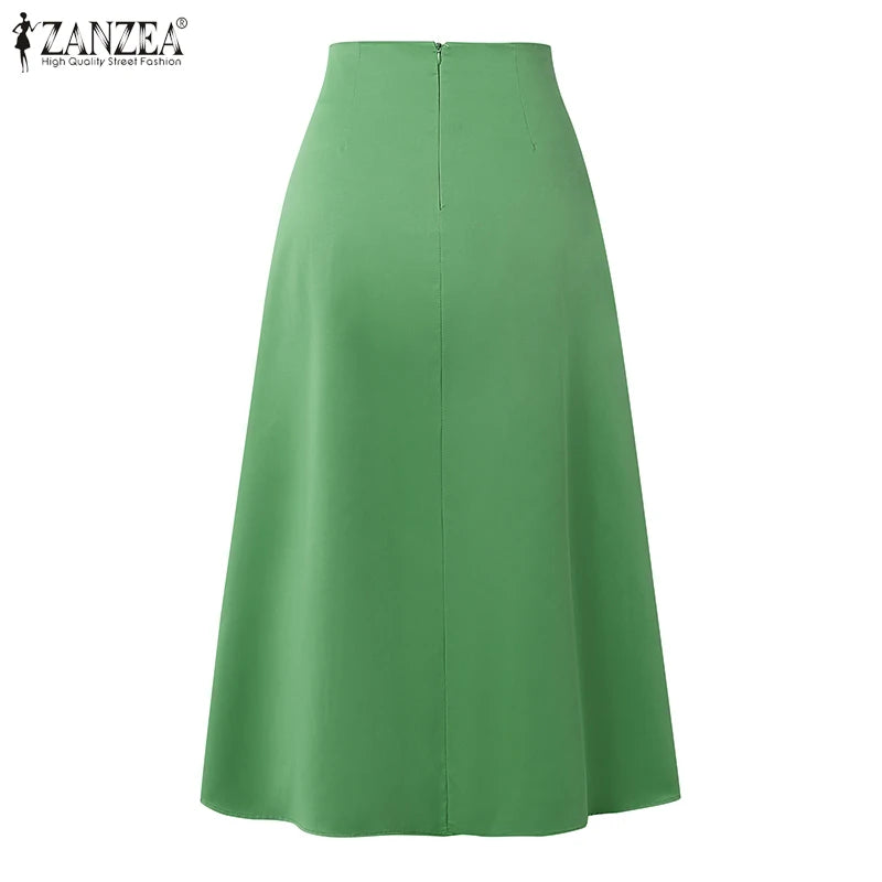 Pleated Long Skirt - High Waist A-Line Party