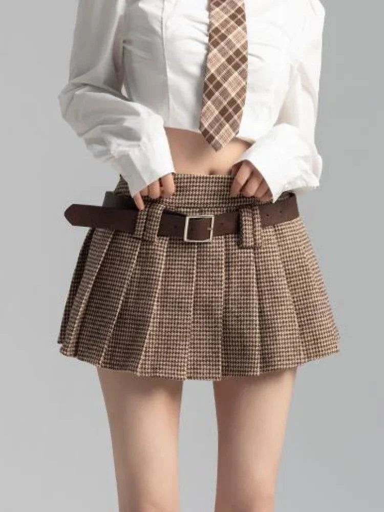Plaid Mini Skirt - Preppy Japanese Retro Style B