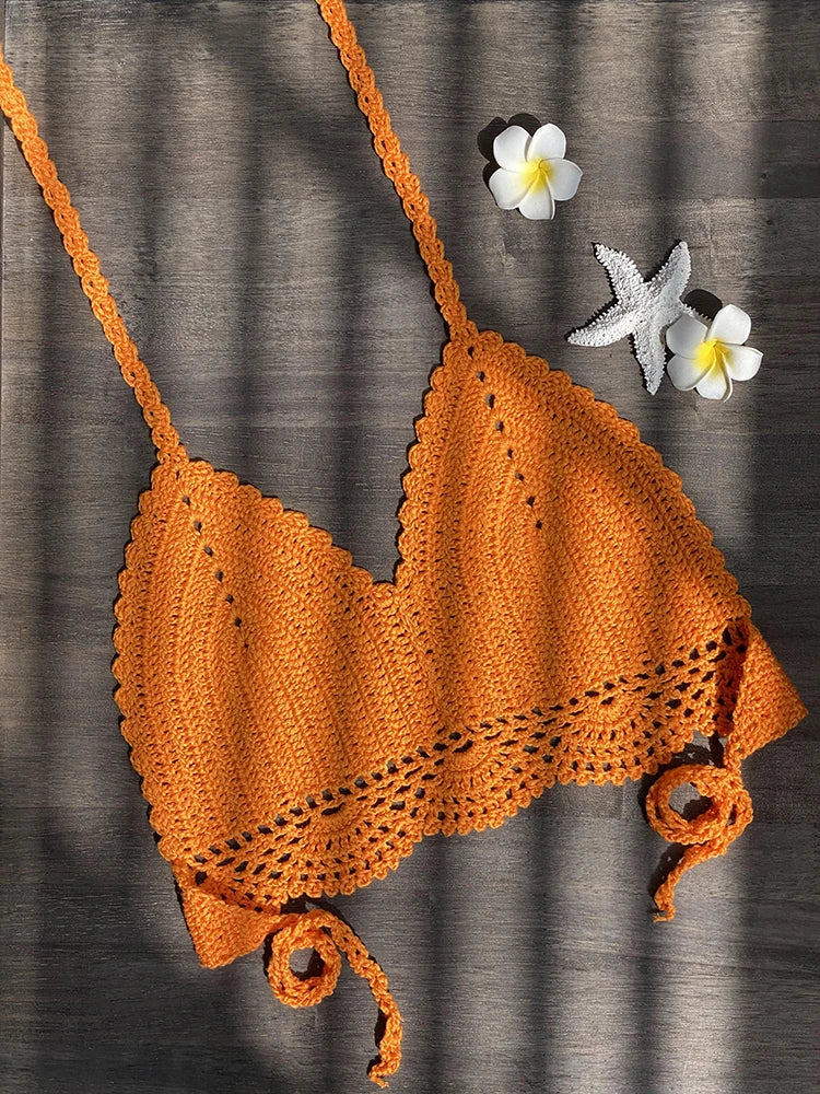 Bikini Crochet Sexy - Conjunto Pareo Falda Playa
