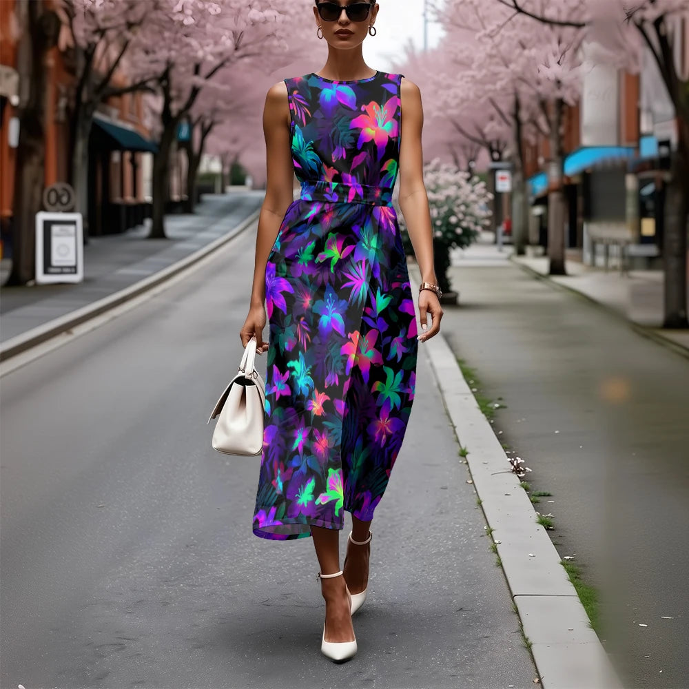 Vestido Floral Línea A Fresco Ceñido Sublime Francés