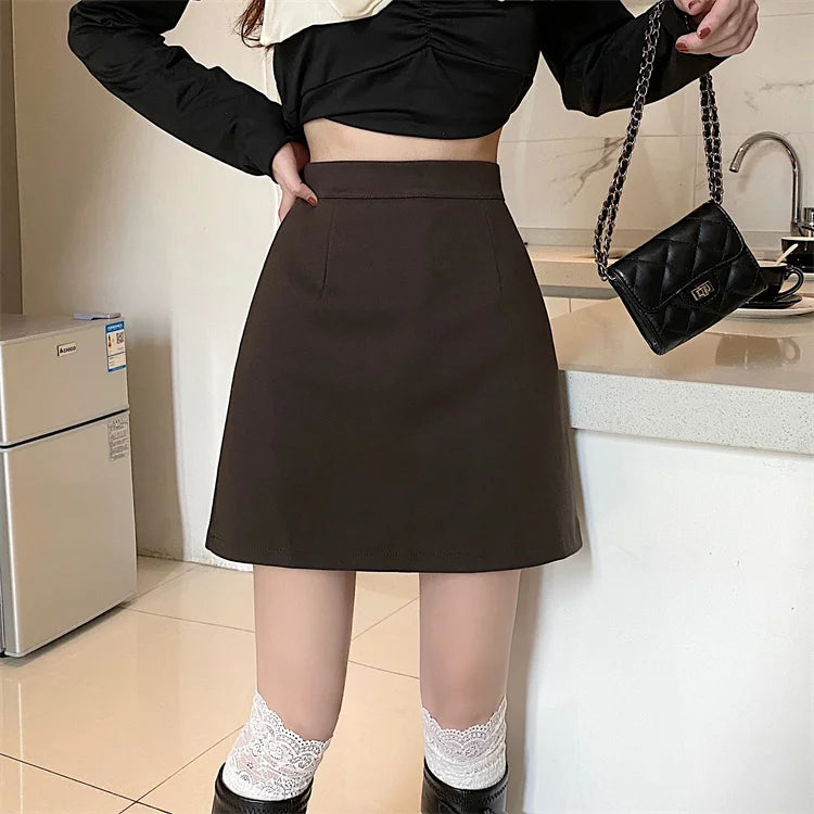 Ruffles Mini Skirt - High Waist A-Line Zipper Style A