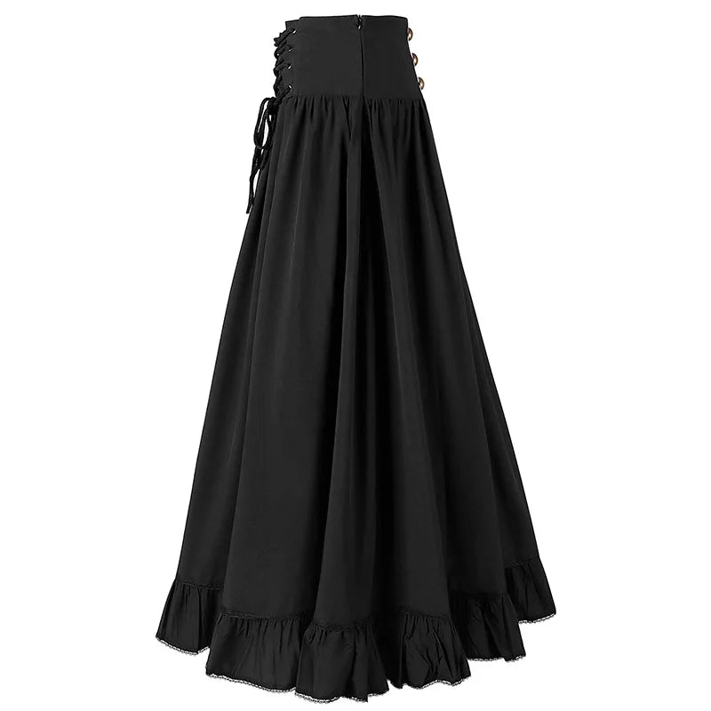 Victorian Maxi Skirt - High Waist Pleated Gothic