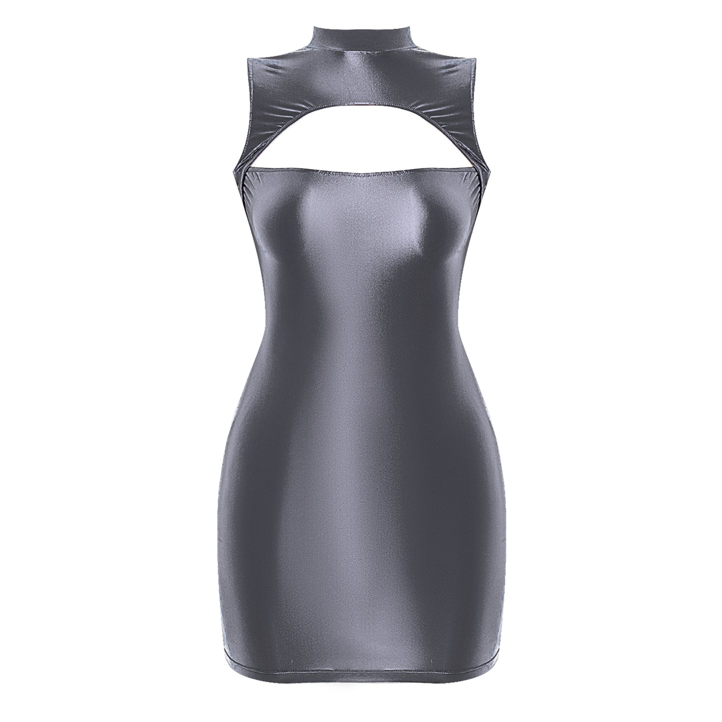 Pencil Dress - Sleeveless Cutout Mock Neck