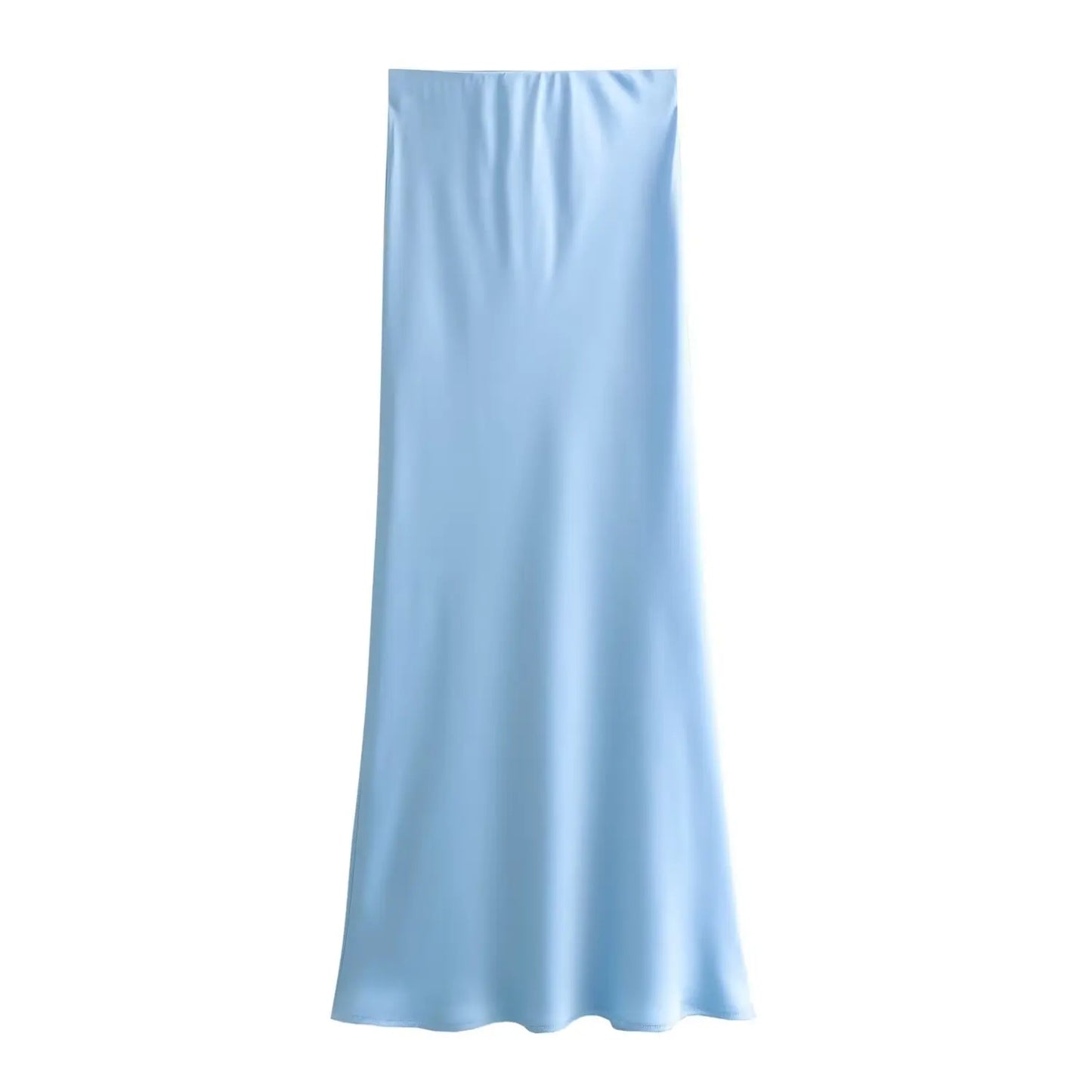 Satin Midi Skirt - High Waist