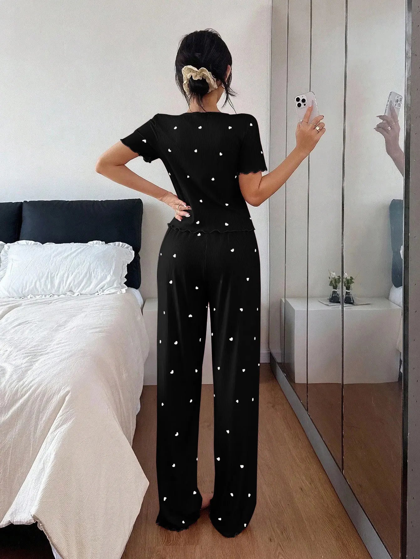 Pijama Mujer Elegante Dos Piezas Estampado Floral