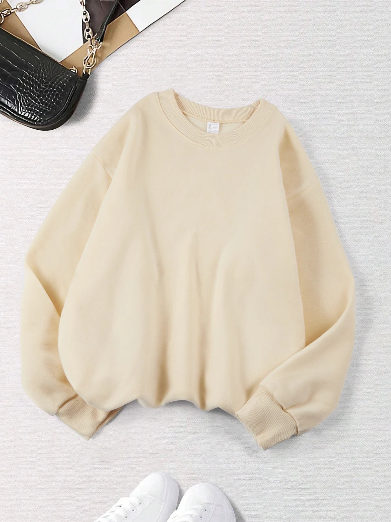 Polerón Cuello Redondo Mujer Felpa Estilo Europeo Americano