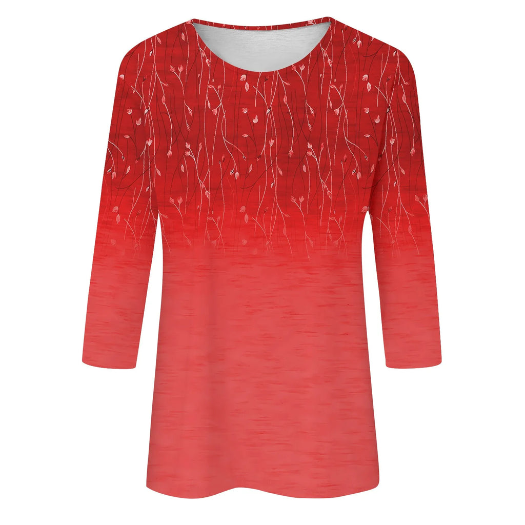 Blusa Estampada Animal Manga Tres Cuartos Cuello Redondo