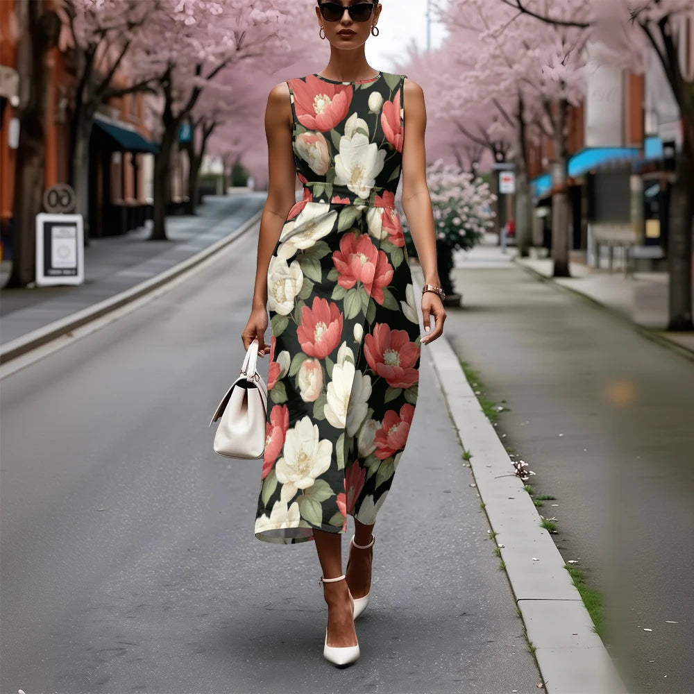 Vestido Floral Línea A Fresco Ceñido Sublime Francés