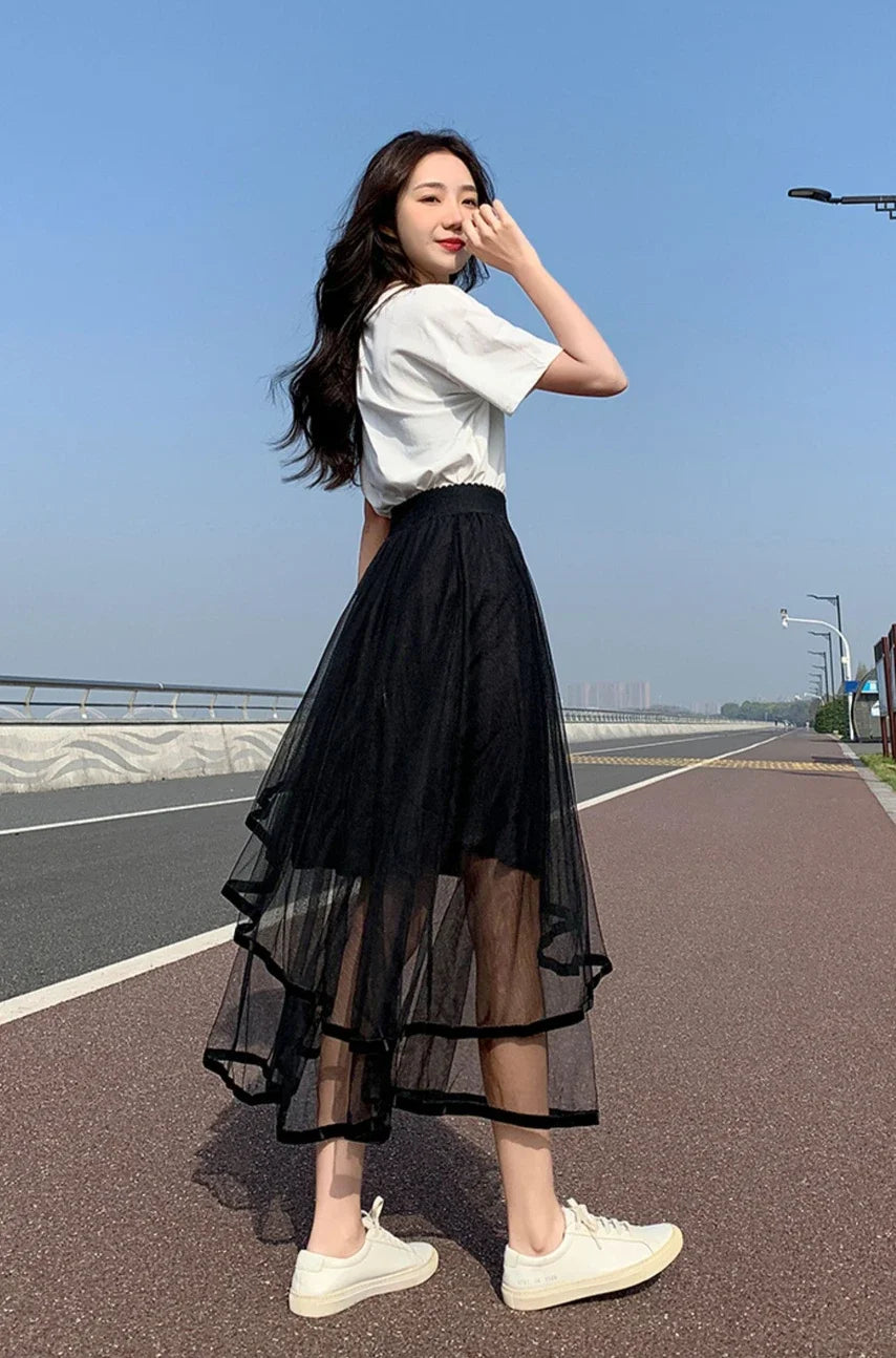 A-Line Maxi Skirt - Long Black Elegant