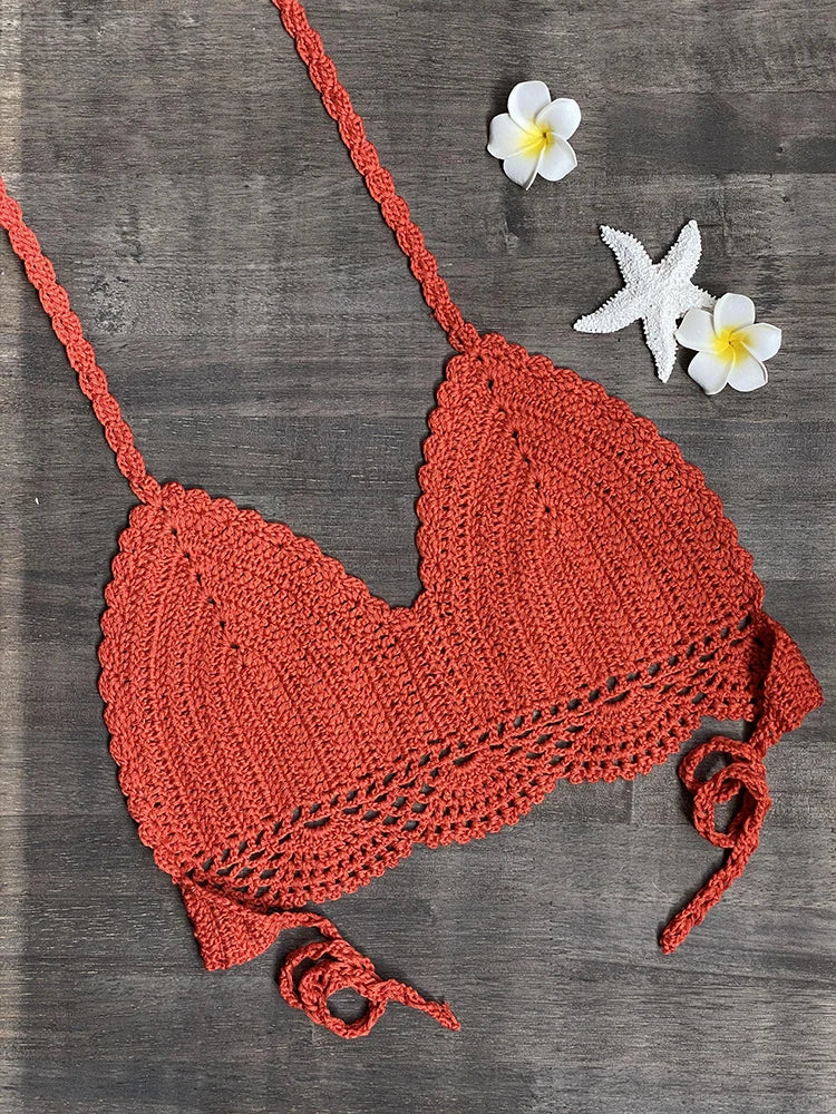 Bikini Crochet Sexy - Conjunto Pareo Falda Playa