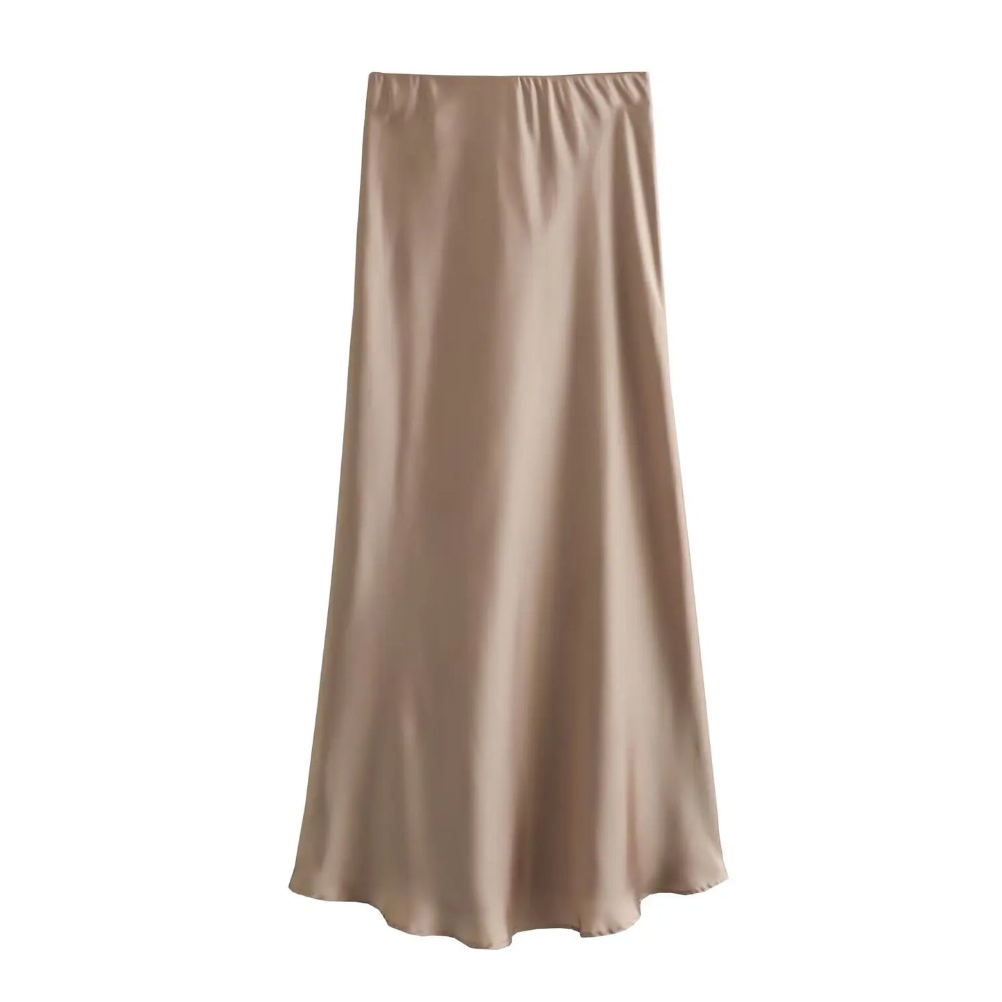 Satin Midi Skirt - High Waist