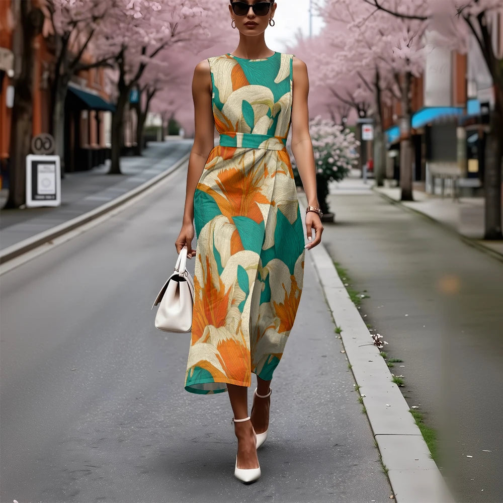 Vestido Floral Línea A Fresco Ceñido Sublime Francés