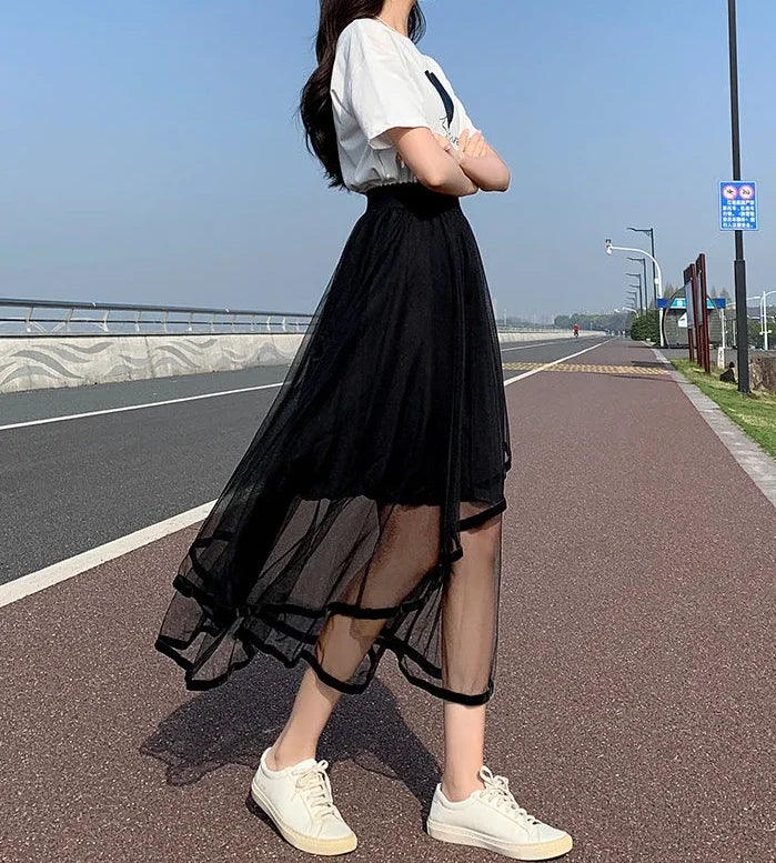 A-Line Maxi Skirt - Long Black Elegant