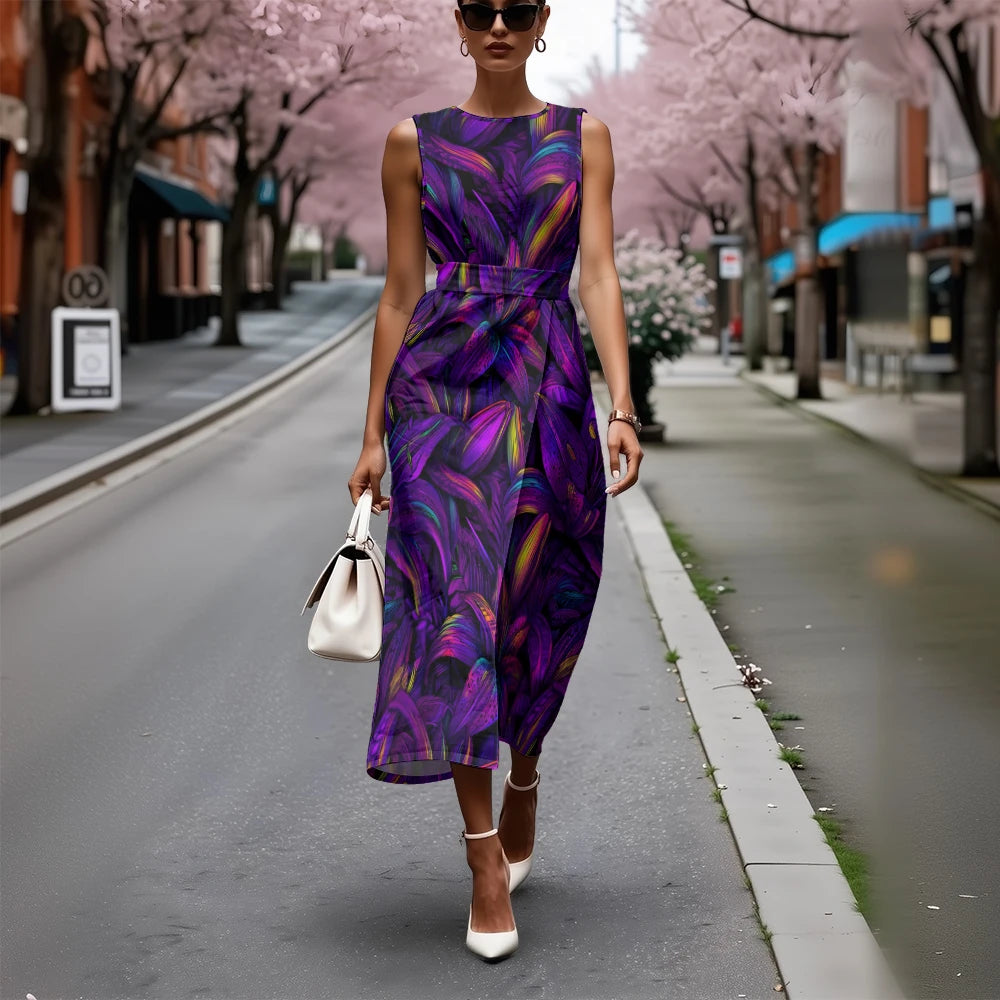 Vestido Floral Línea A Fresco Ceñido Sublime Francés