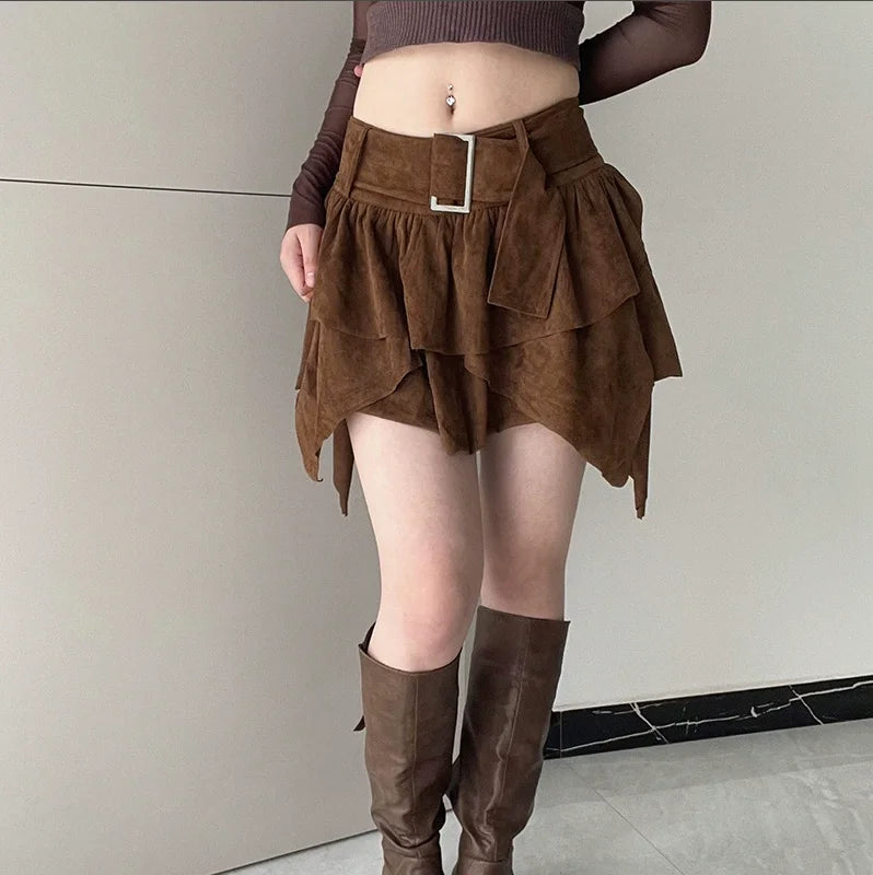 Falda Mini Multicapa Mujer Retro Línea A