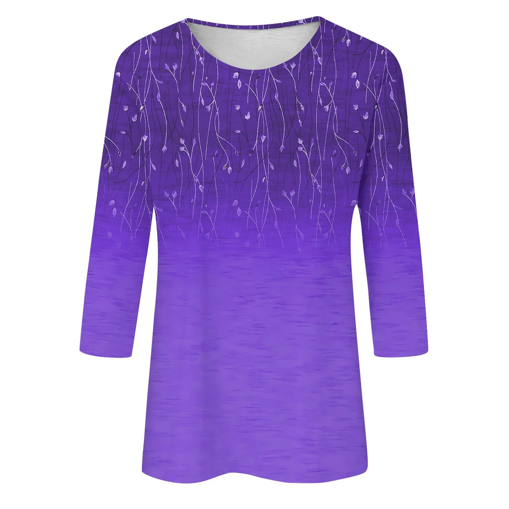 Blusa Estampada Animal Manga Tres Cuartos Cuello Redondo