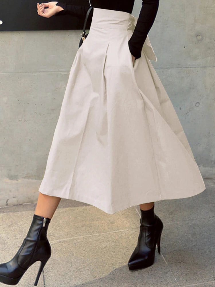 PU Leather Maxi Skirt - High Waist Zipper Style A