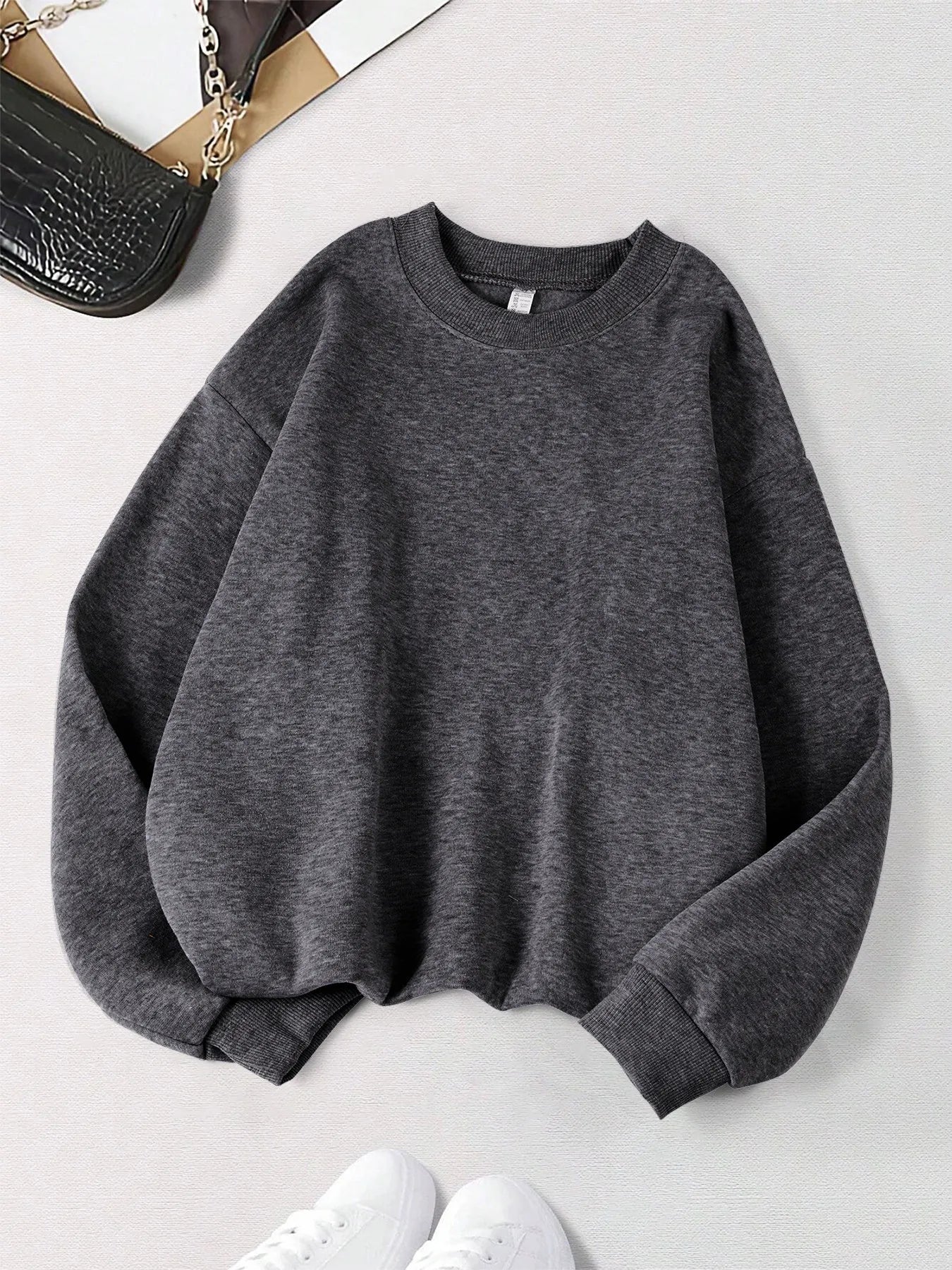 Polerón Cuello Redondo Mujer Felpa Estilo Europeo Americano