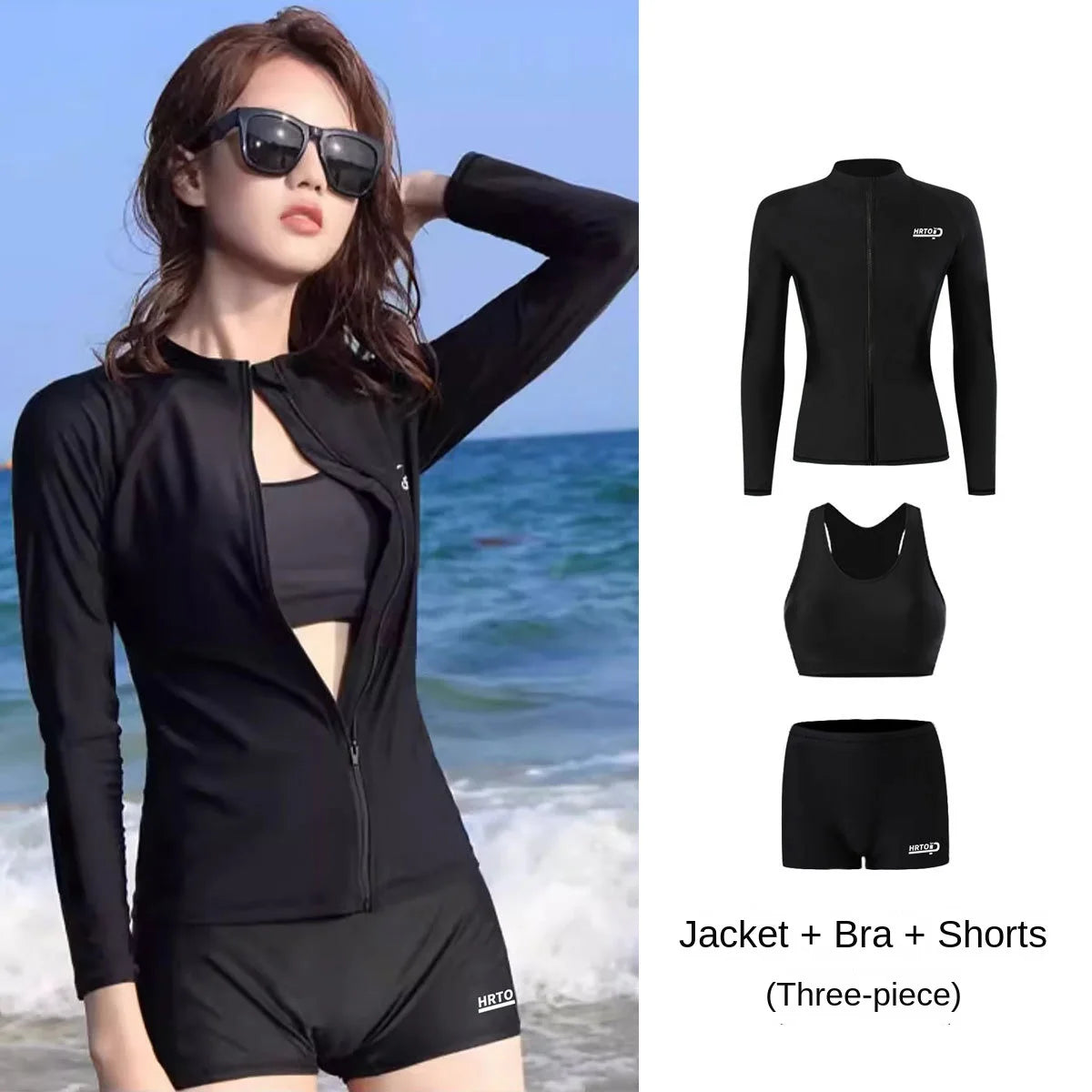 Woman Swimsuit Tankini Beachwear Women's Beach Cover-Up On The Sea Swimwear Suit Sexy 4 Pieces Long Sleeve Pants UV Protection