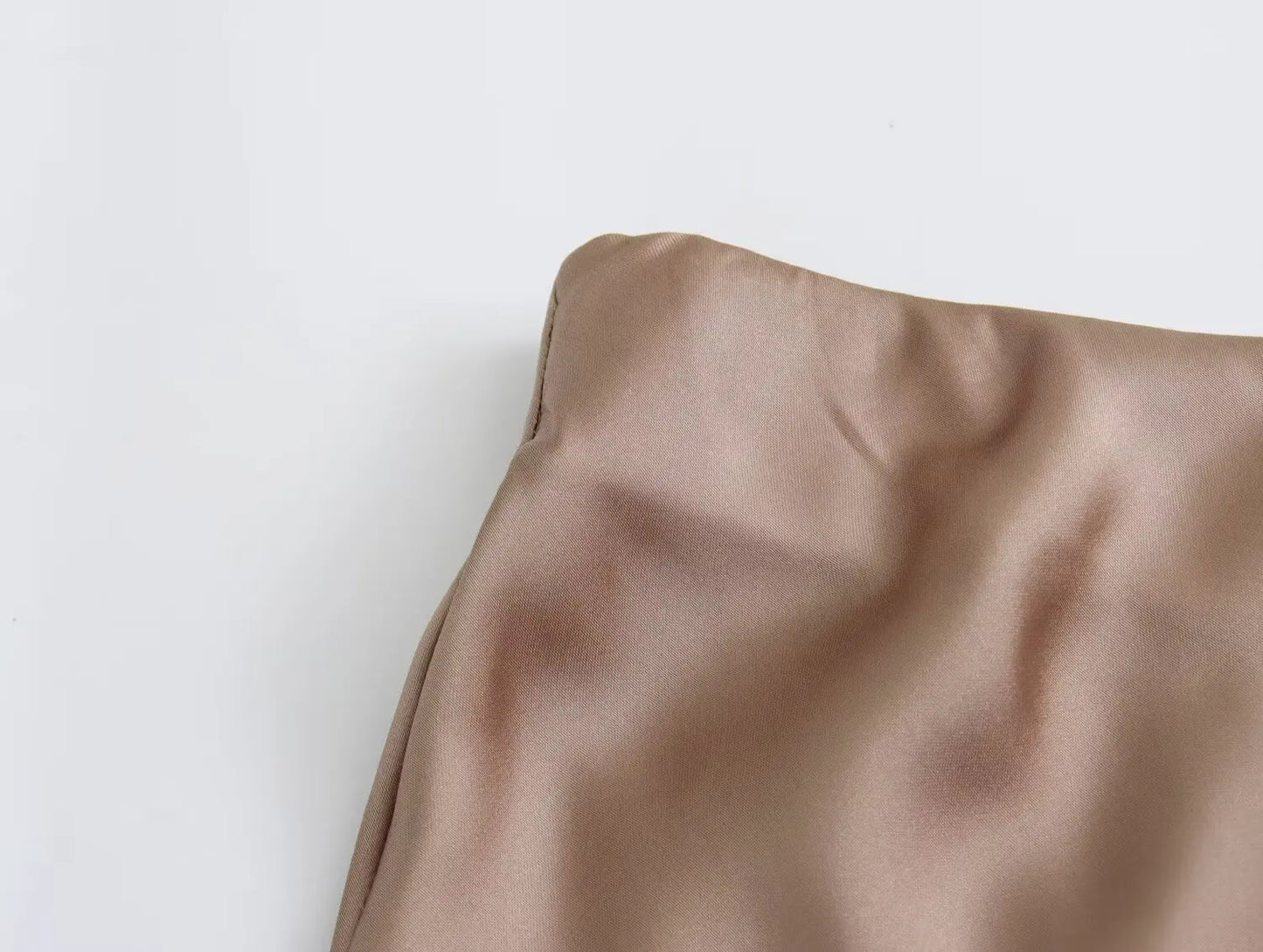 Satin Midi Skirt - High Waist