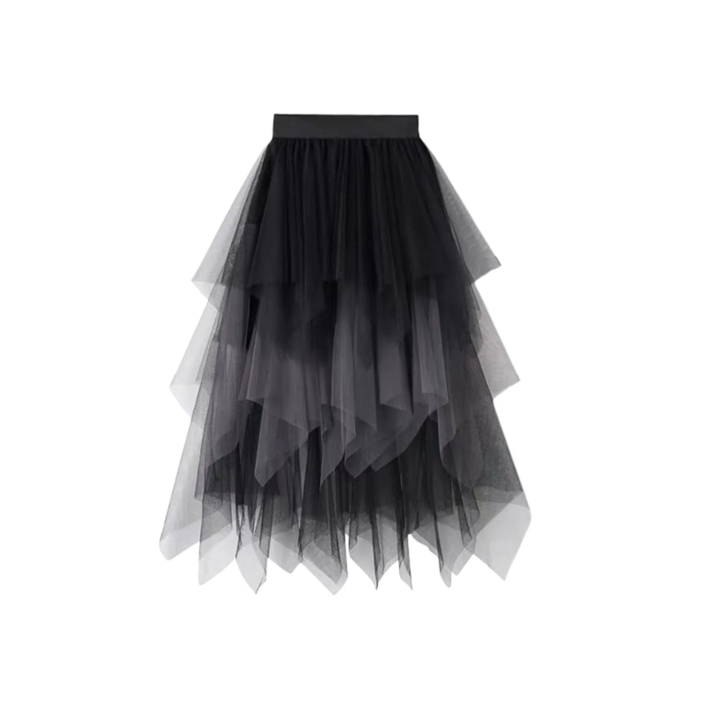 Tulle Midi Skirt - Elastic Waist Contrast Color