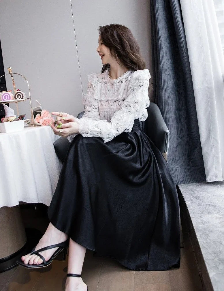 A-Line Maxi Skirt - Long Elegant Korean