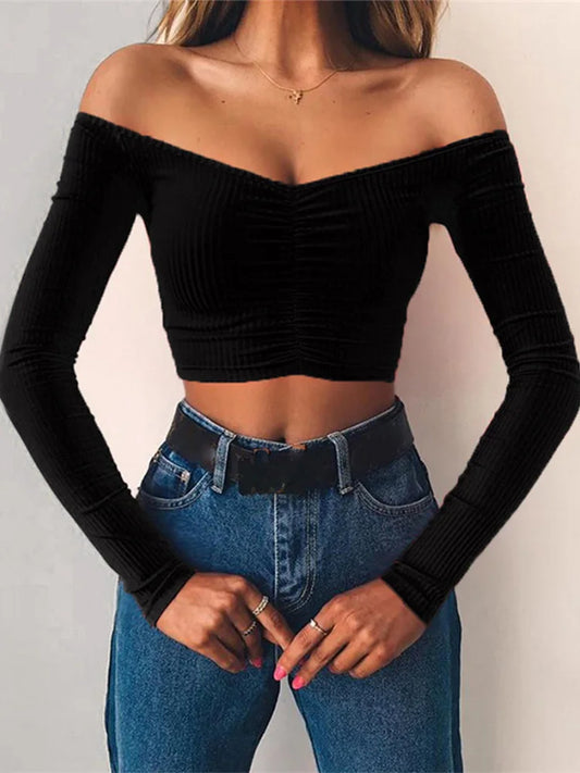 Off Shoulder T-Shirt - Long Sleeve