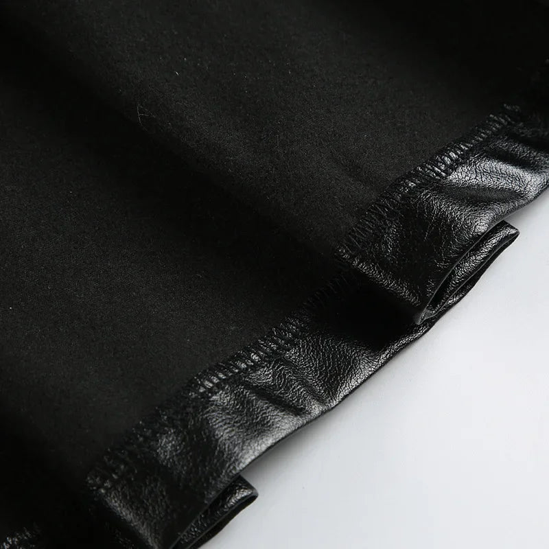 2025 New Vintage Dark Punk Rivet Faux Pu Leather Pleated Skirts Y2K Grunge Streetwear Women Gothic Dropped A-Line Mini Skirt Zip