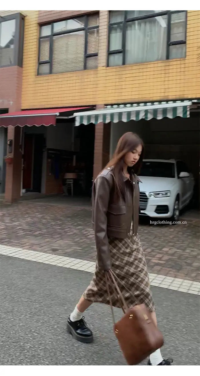 Falda Midi Cuadros Retro Y2K - Cintura Baja Estilo College