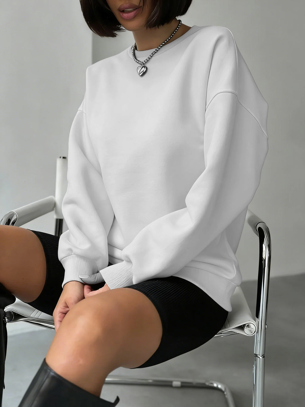 Polerón Cuello Redondo Mujer Felpa Estilo Europeo Americano