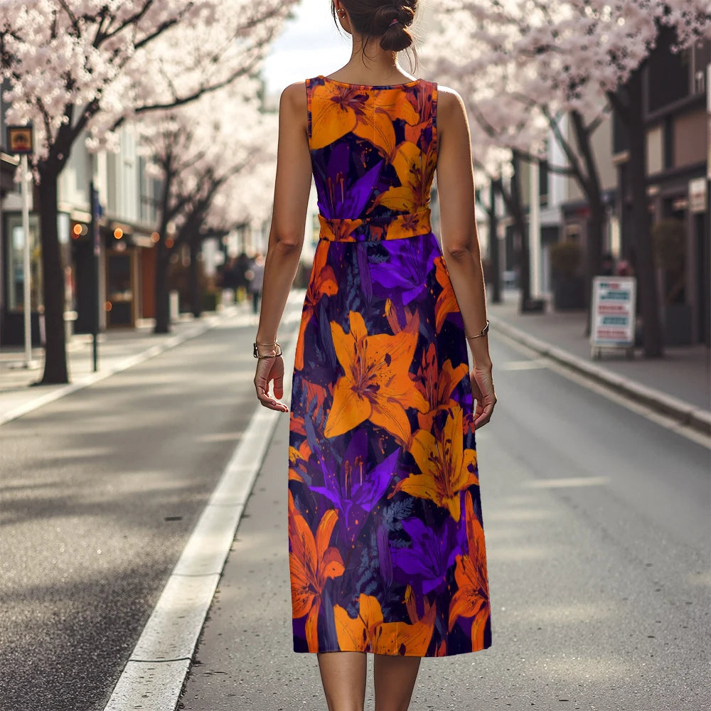 Vestido Floral Línea A Fresco Ceñido Sublime Francés