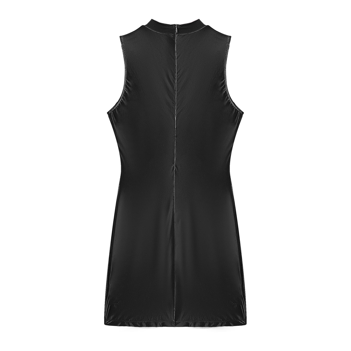 Pencil Dress - Sleeveless Cutout Mock Neck
