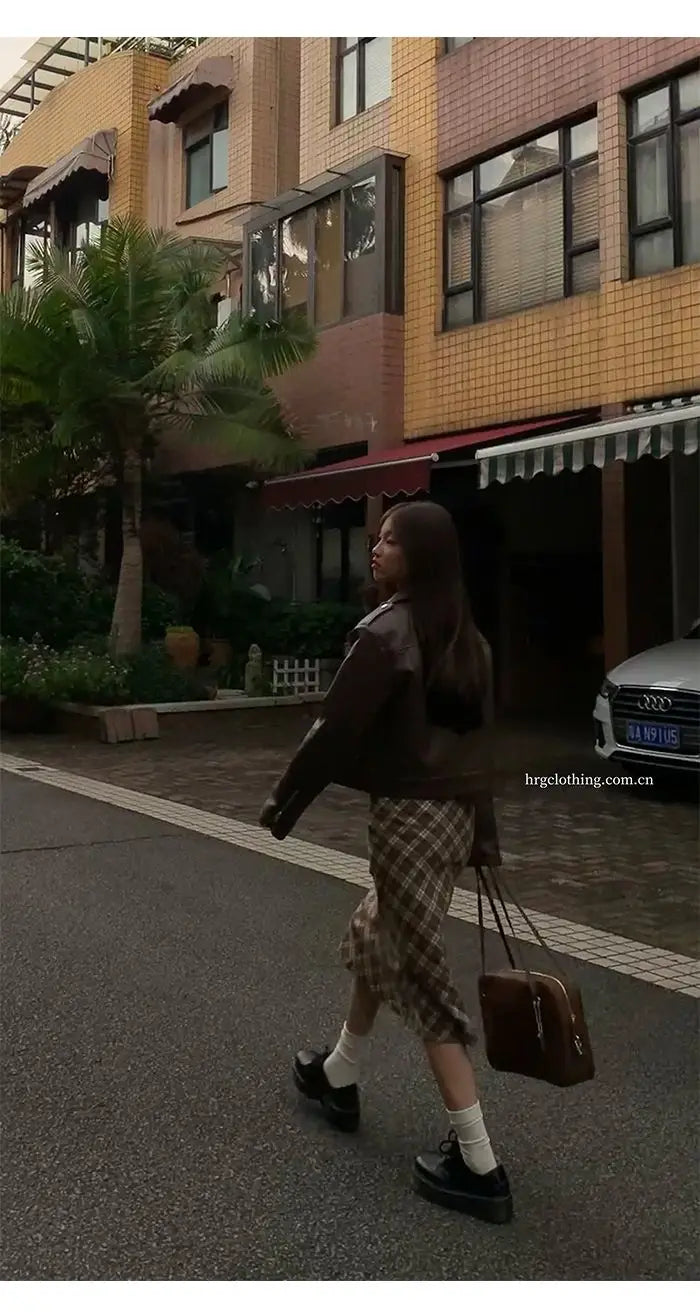 Falda Midi Cuadros Retro Y2K - Cintura Baja Estilo College