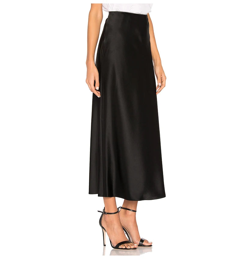 Satin Maxi Skirt - Side Slit