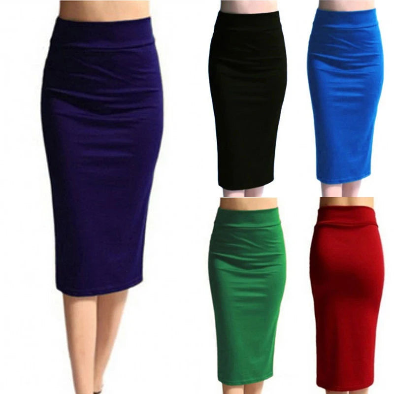Pencil Midi Skirt - High Waist Bodycon