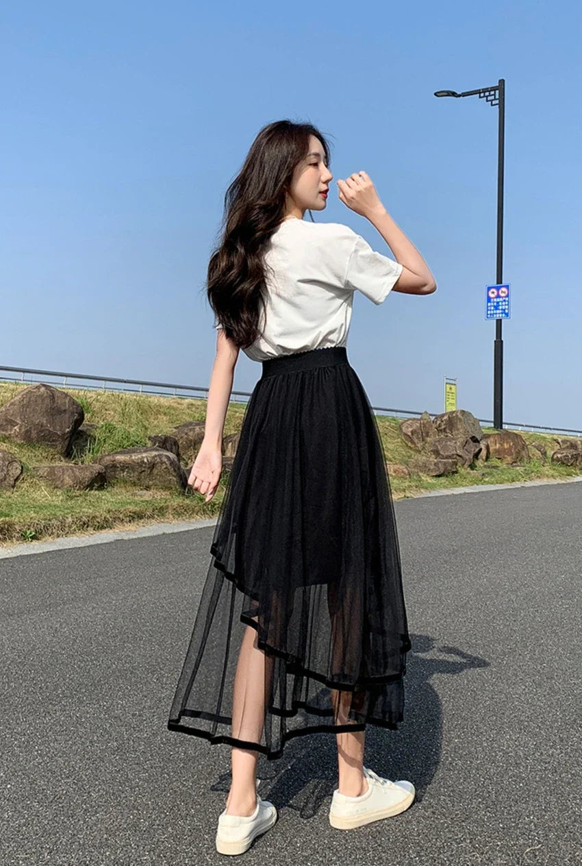 A-Line Maxi Skirt - Long Black Elegant