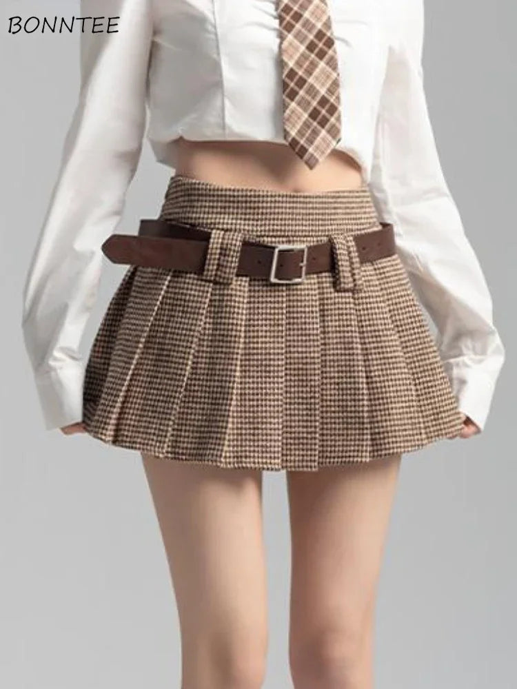Plaid Mini Skirt - Preppy Japanese Retro Style B