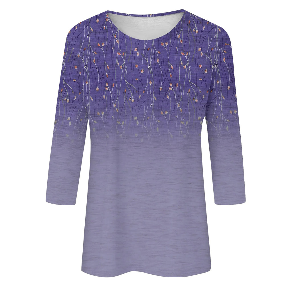 Blusa Estampada Animal Manga Tres Cuartos Cuello Redondo