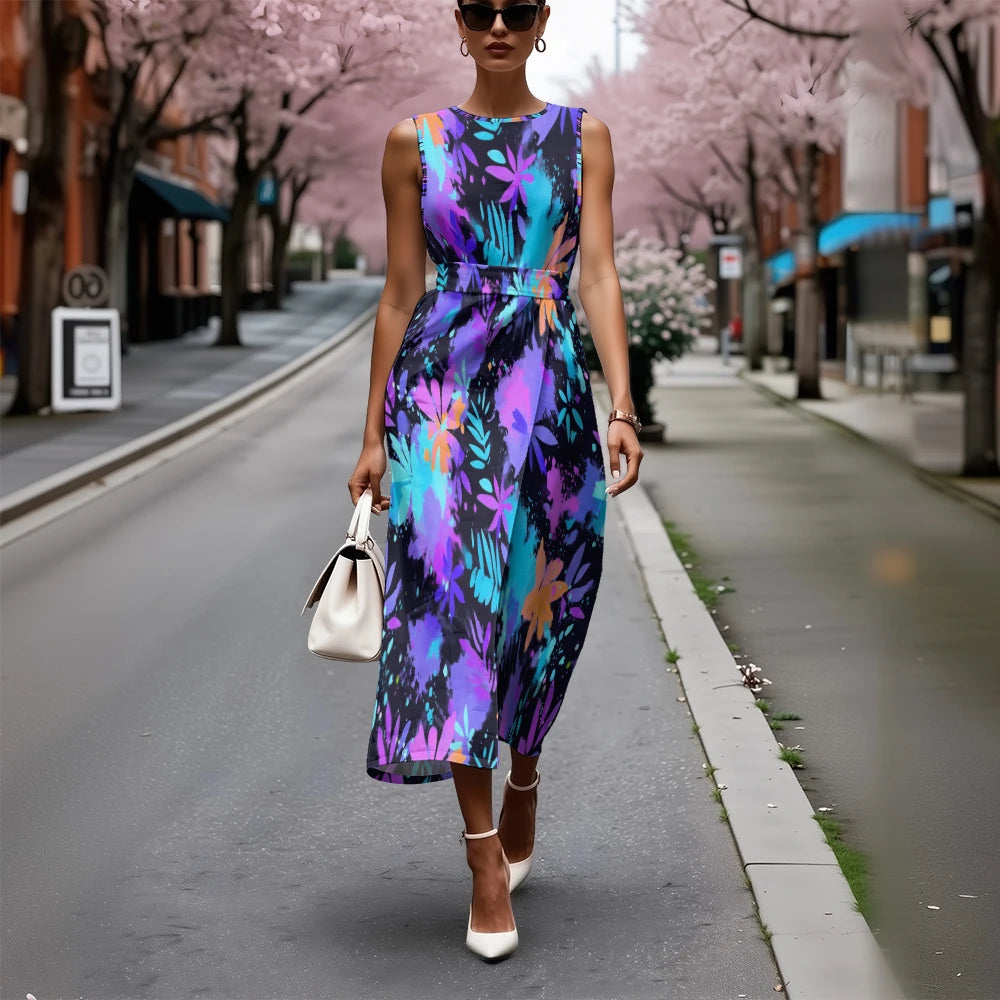 Vestido Floral Línea A Fresco Ceñido Sublime Francés