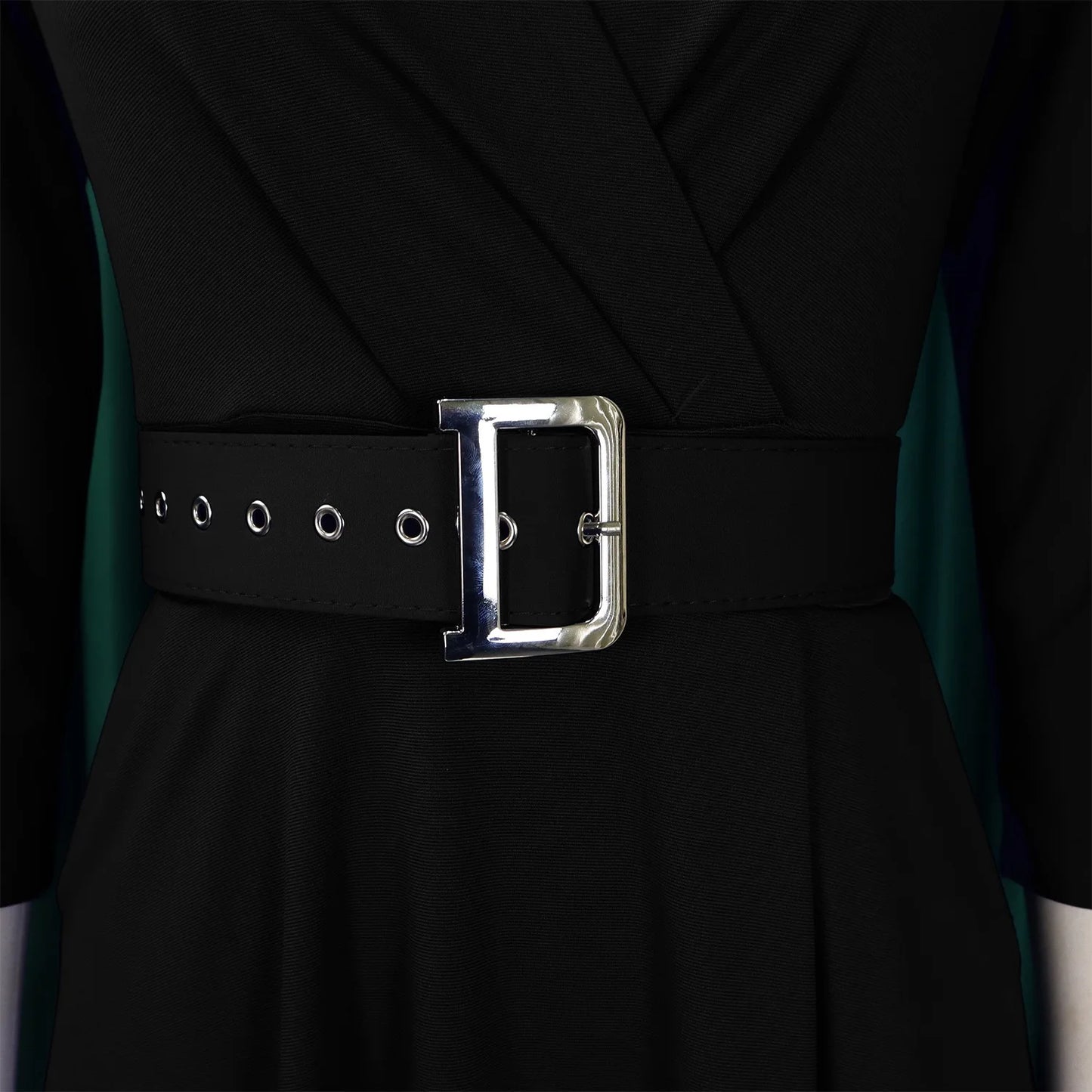 Office Dress - Turn Down Collar Belt Pleated African